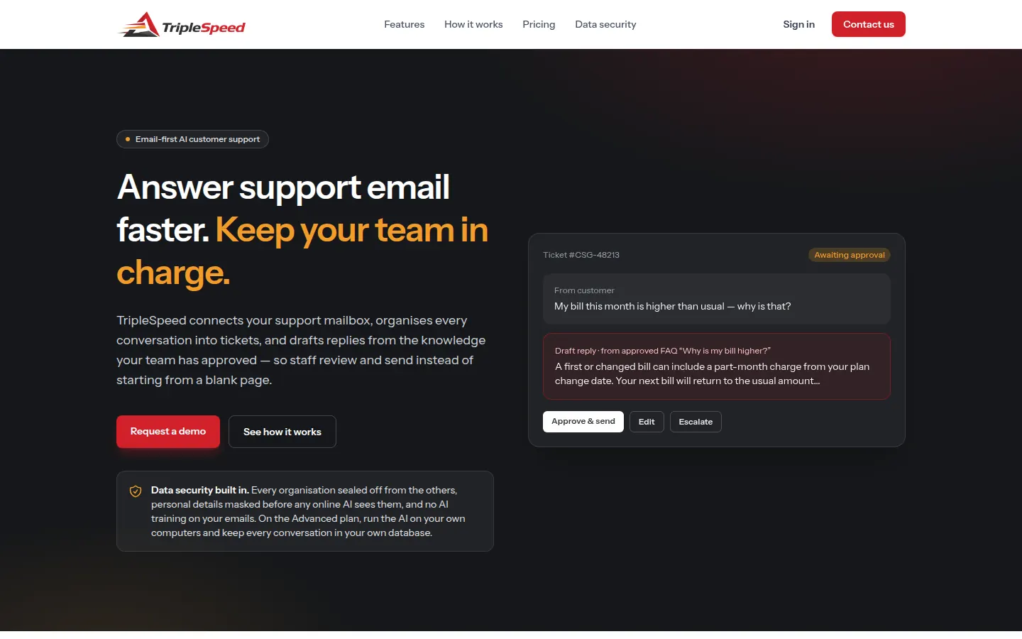 Screenshot of the TripleSpeed public website